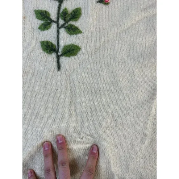 Vintage Wool Felted Yarn Country Floral Mini Micro Sweater Dress - Picture 4 of 11